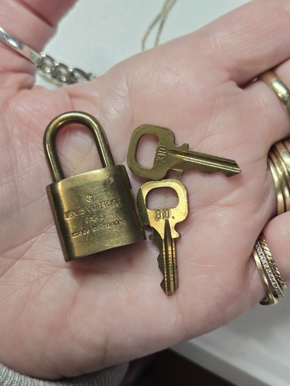 Louis Vuitton Brass Padlock and Key Set - Gold Tone